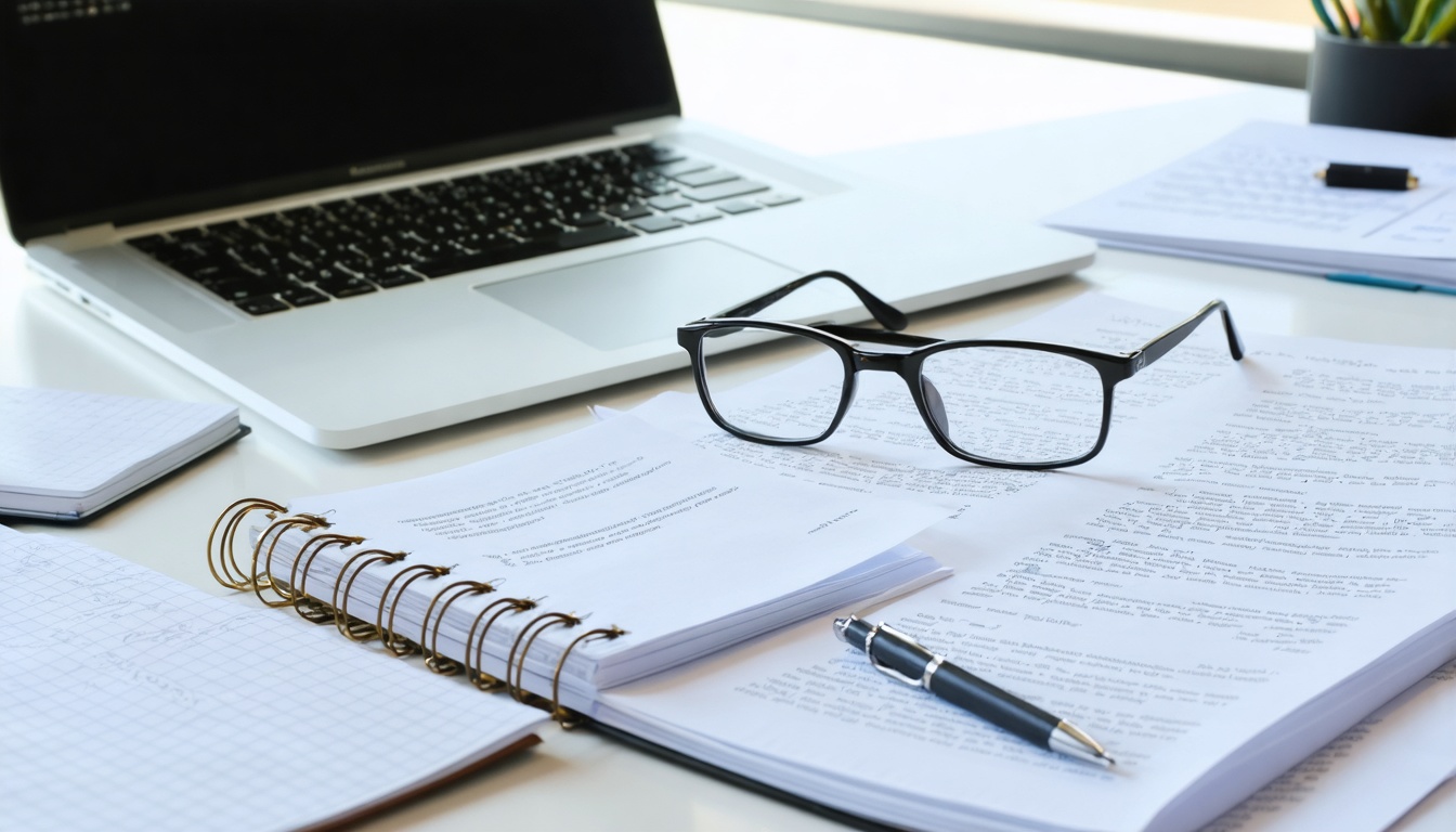 Estate planning documents and laptop on a clean office desk