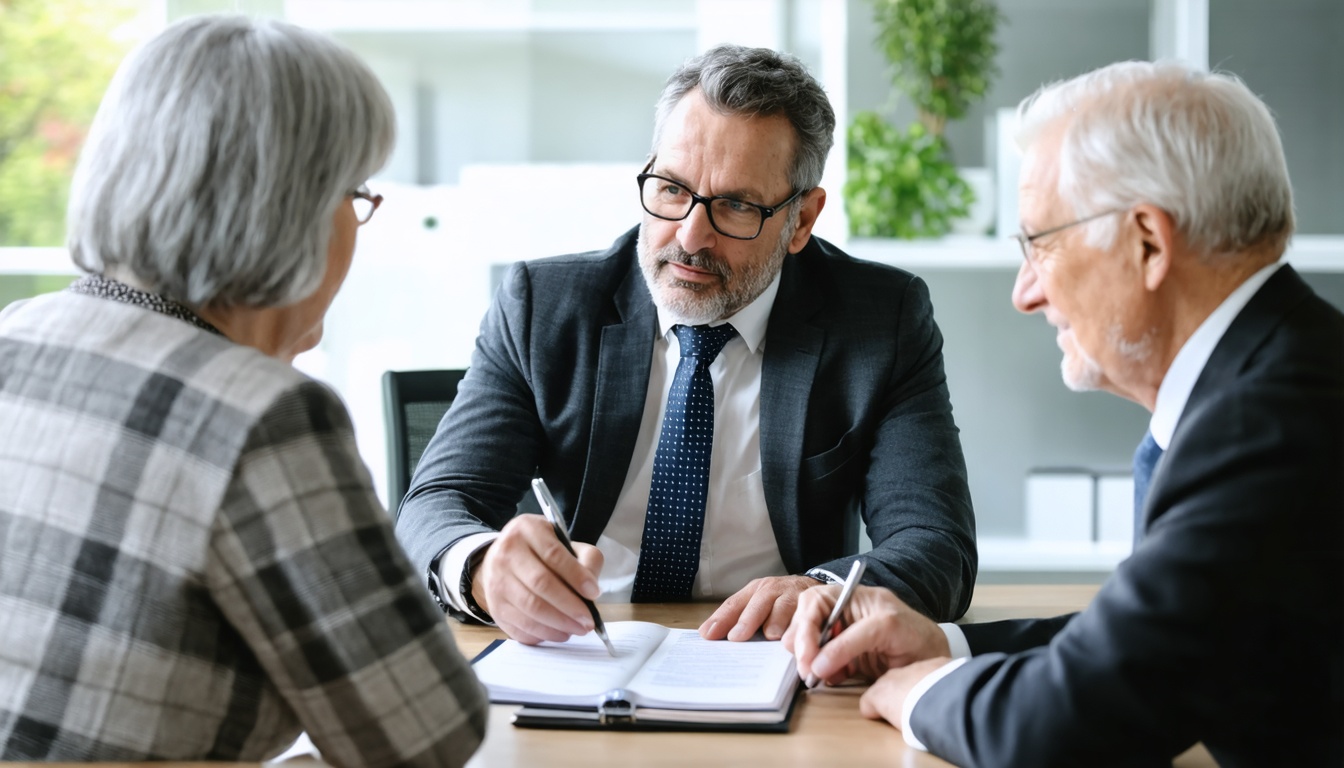 Estate planning attorney consulting with clients