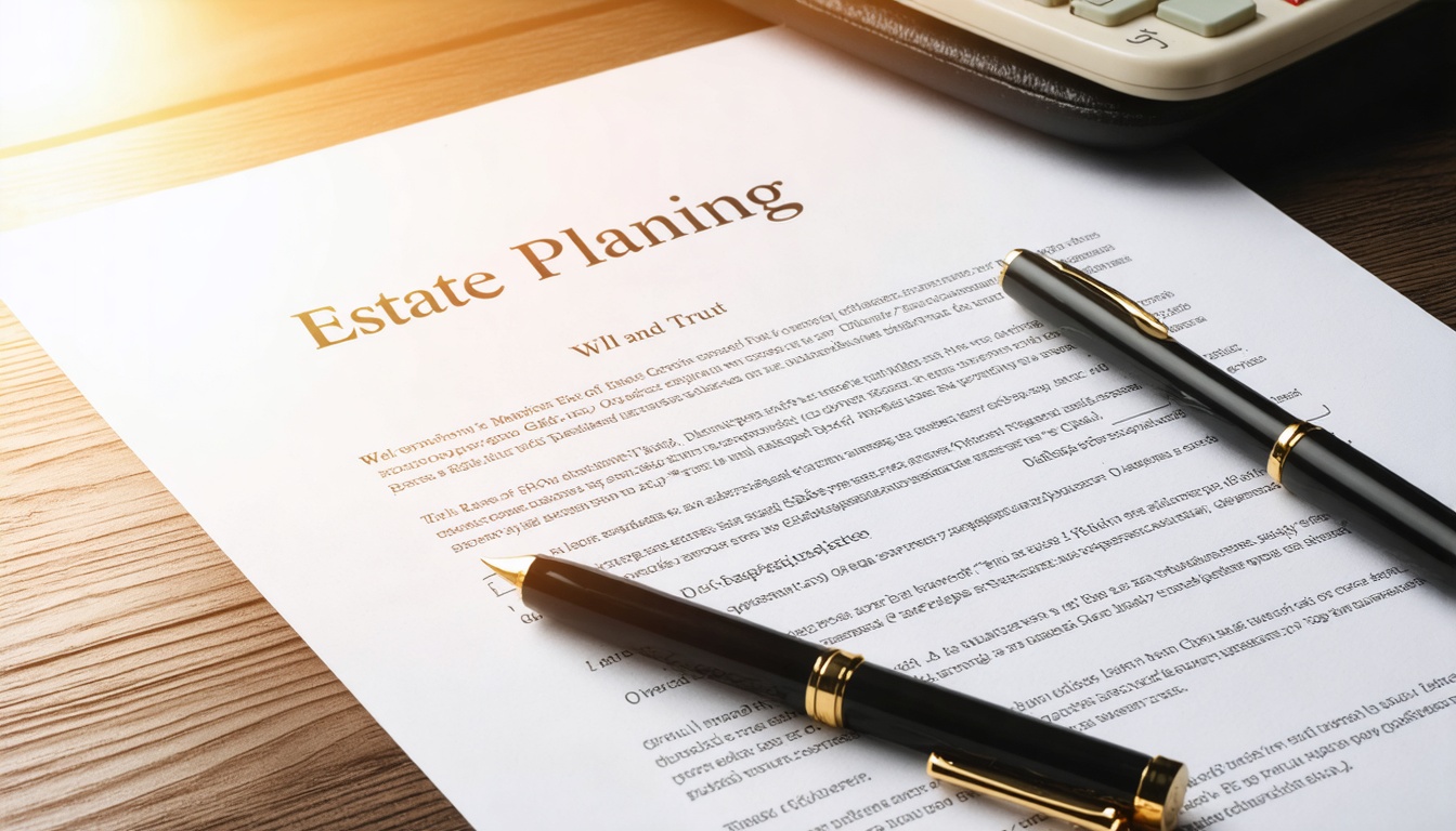 Estate planning documents and will papers on desk