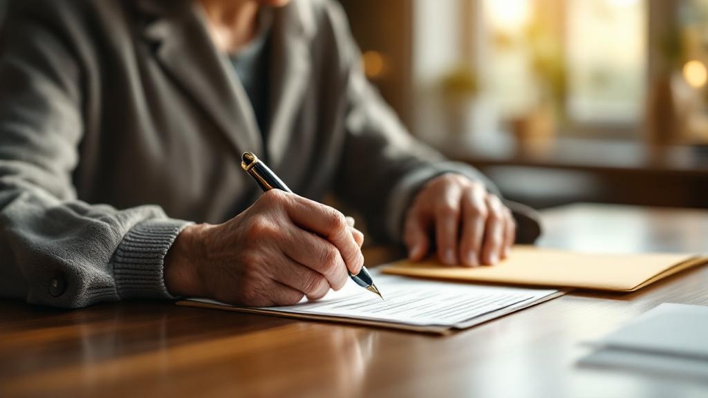 Estate planning attorney meeting with an older couple in a modern office while reviewing intake paperwork
