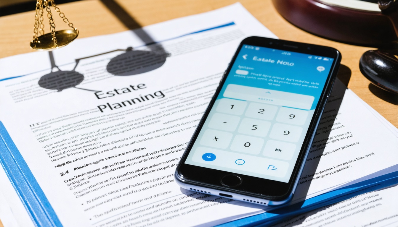 Estate planning intake notes and phone on a clean office desk